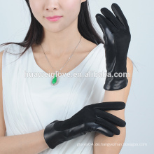 2015 Mode weiche Schaf Wildleder Damen balck Leder Handschuhe